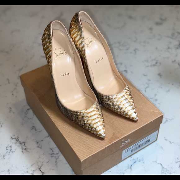 Christian Louboutin Shoes - Christian Louboutin Gold Python So Kate 120 mm